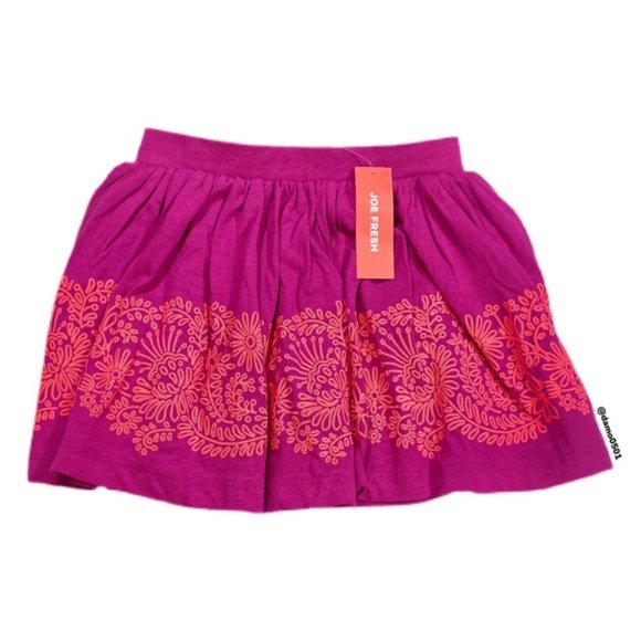 NWT Joe Fresh Girls Fuchsia Skirt With Orange Hem - Picture 2 of 6